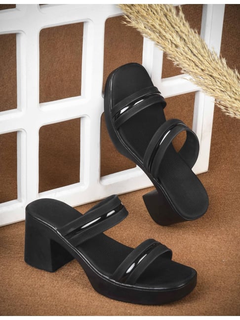 tryme women's black casual sandals