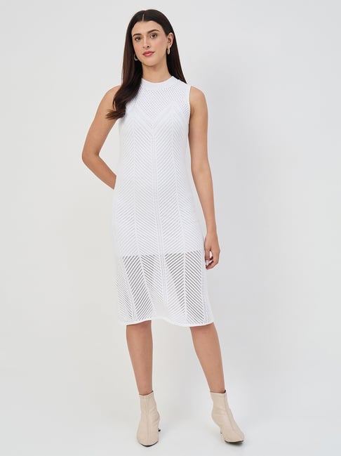 MADAME White Cotton Bodycon Dress