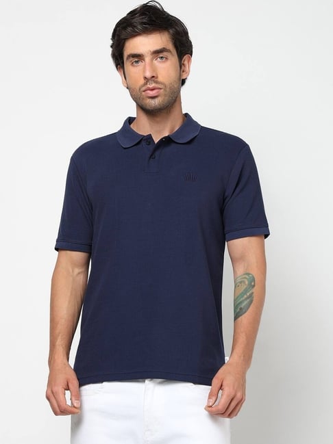 GAP Navy Blue Slim Fit Textured Polo T-Shirt-picture-34