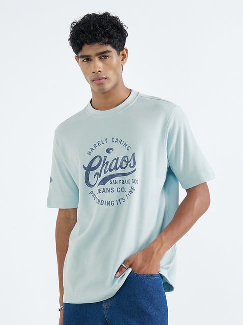 Sf Jeans By Pantaloons Light Blue Relaxed Fit T-shirt-image-36