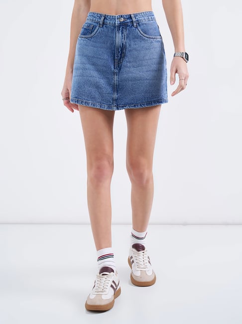 Sf Jeans By Pantaloons Light Blue Skirt-image-40
