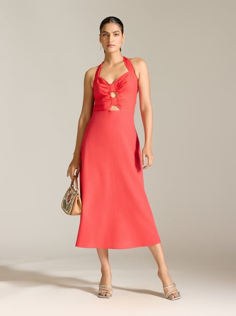 label ritu kumar red dress Ritu Kumar Label Wine One-Shoulder Dress size Small Red Sophisticated Timeless