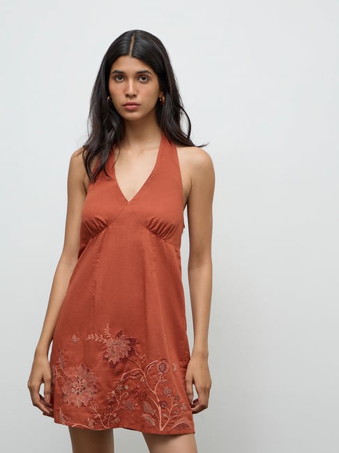 westside orange dress Nuon by Westside Orange Printed Dress