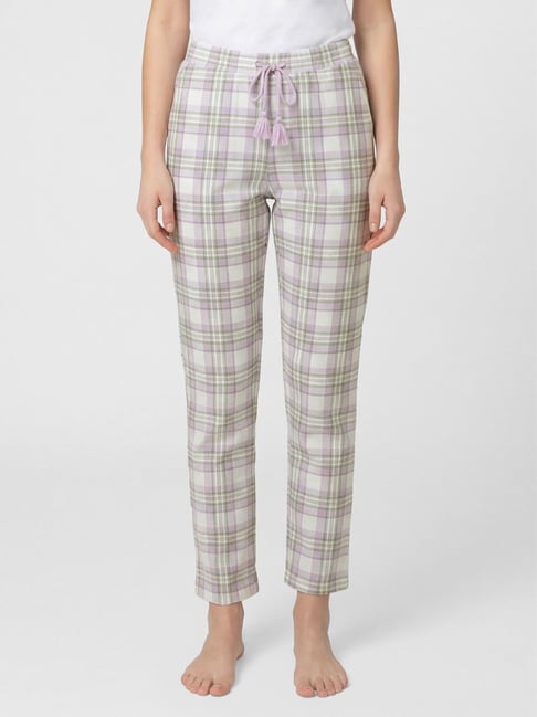 R&B White & Purple Cotton Regular Fit Printed Pyjamas-picture-19