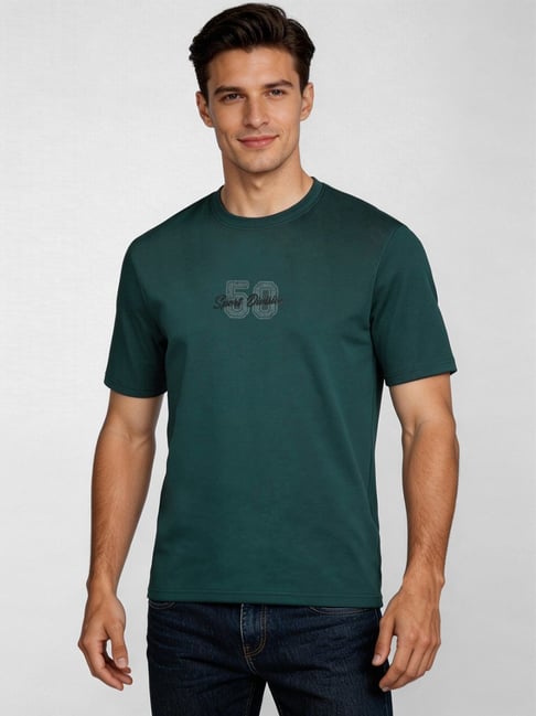 R&B Teal Green Relaxed Fit Printed T-Shirt-picture-23