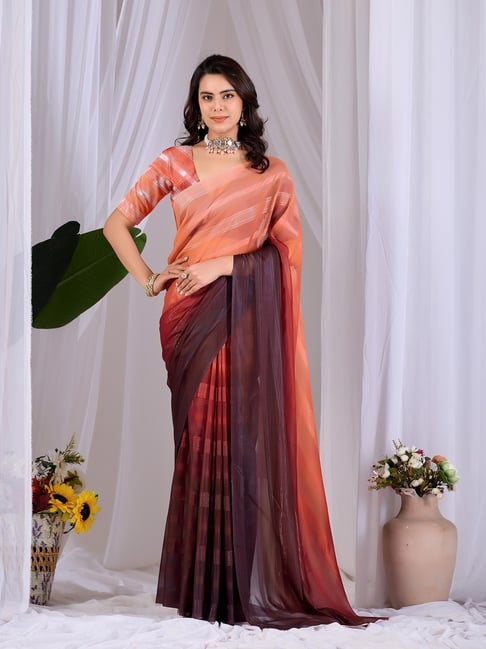 Anjaneya Sarees Orange Silk Printed Saree with Unstitched Blouse-picture-24