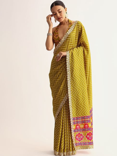 Elora Green Silk Embellished Saree With Unstitched Blouse-picture-32