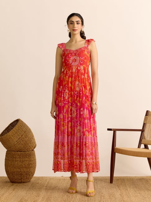ritu kumar orange dress Buy Label Ritu Kumar Orange Geometric Print Short Dress with Cut Outs Online
