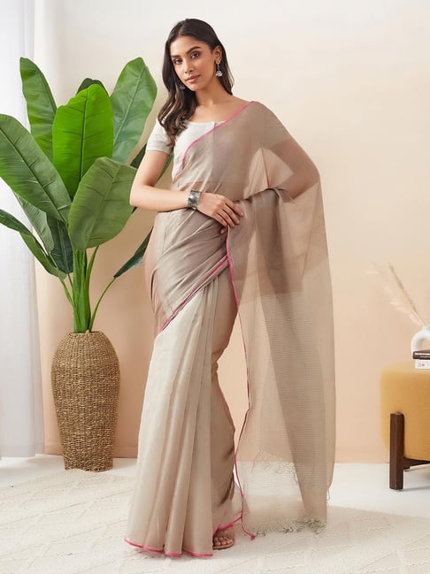 Fabindia Grey Saree-image-9