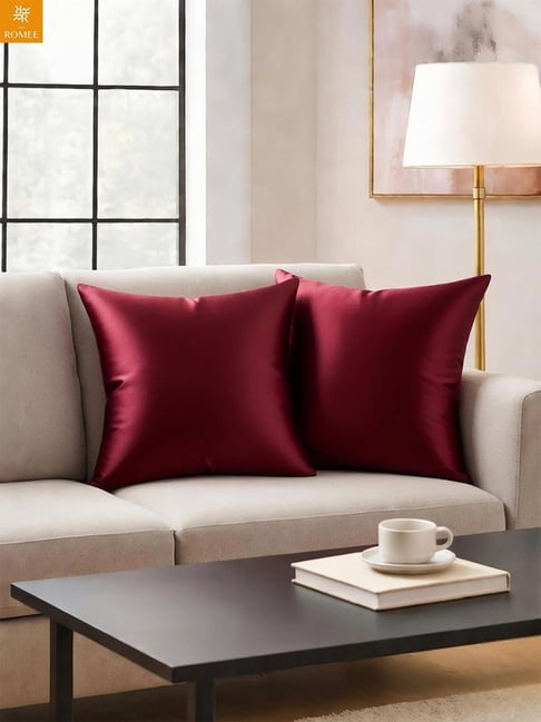 Romee Maroon Square Cushion Covers - Set of 2-image-16