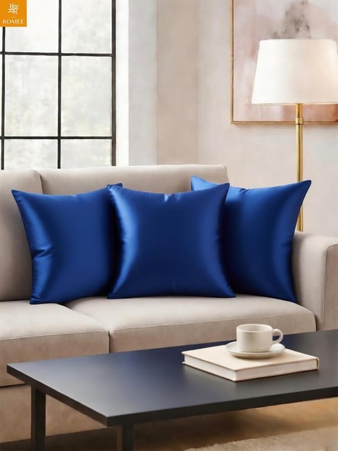 Romee Royal Blue Square Cushion Covers - Set of 3-image-1