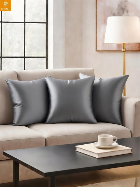 Romee Grey Square Cushion Covers - Set of 3-image-4