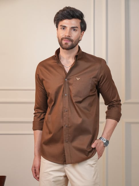 Perch Brown Cotton Slim Fit Shirt-picture-24
