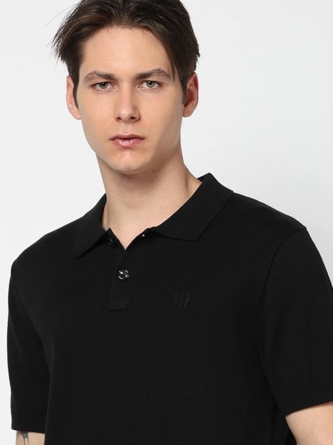 GAP Black Regular Fit Polo T-Shirt-picture-30