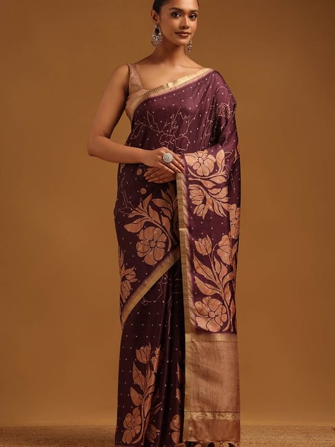 Soch Maroon Art Silk Floral Saree With Unstitched Blouse-picture-43