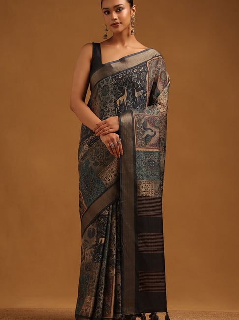 Soch Black Art Silk Ethnic Motifs Saree With Unstitched Blouse-picture-47