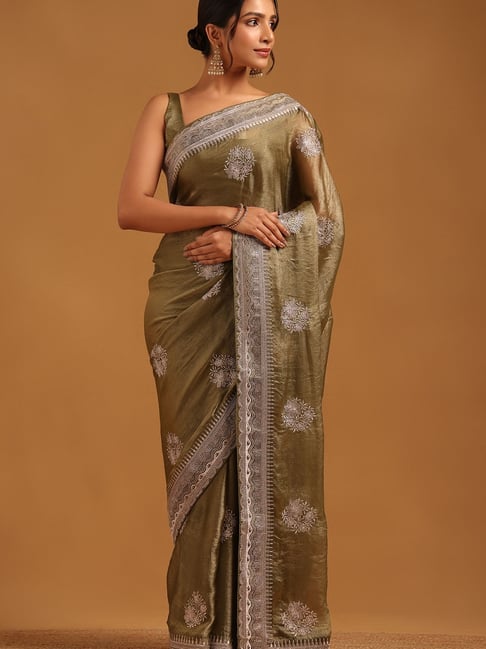 Soch Green Organza Saree With Unstitched Blouse-picture-12