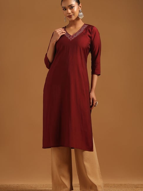 Soch Wine Embellished Kurta-picture-47