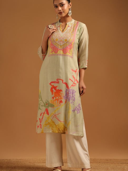 Soch Beige Linen Printed Kurta-picture-28
