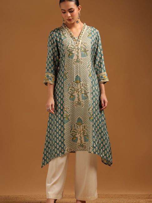 Soch Green Ethnic Motifs Kurta-picture-35