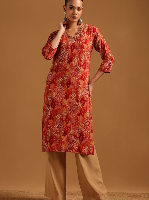 Soch Rust Rayon Ethnic Motifs Kurta-picture-44