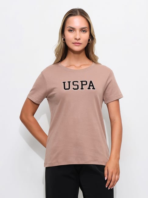 U.S. Polo Assn. Beige Cotton Printed T-Shirt
