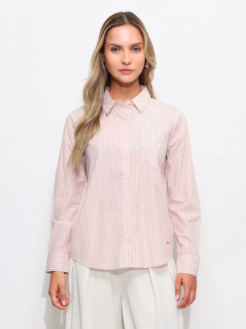 U.S. Polo Assn. Pink Cotton Striped Shirt-picture-20