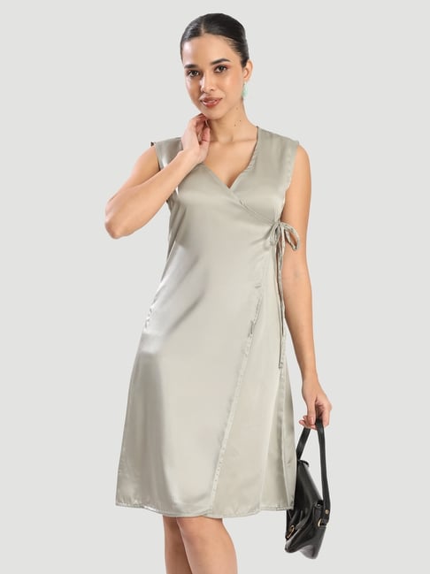 Bene Kleed Womens Mint Slim Fit Solid Midi Dress-image-32