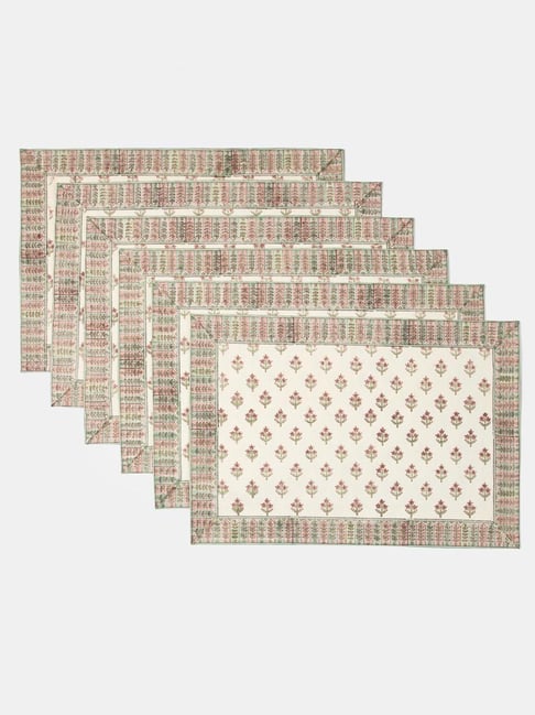 Fabindia Beige Cotton Printed Placemats - Set of 6-image-9