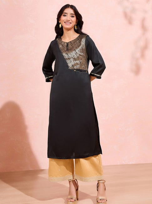 Taneira Black Viscose Kurta-picture-22