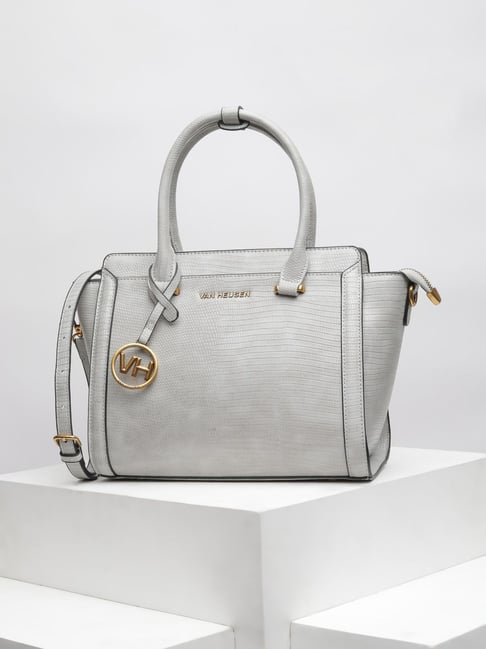 Women Grey Textured Casual Handbag-image-9