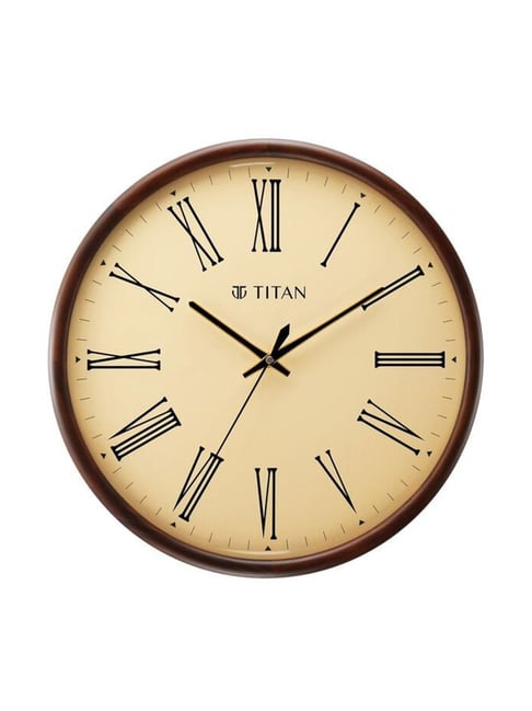Titan Classic Beige Wooden Wall Clock with Silent Sweep