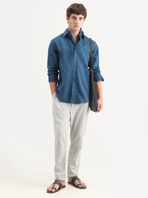 Rare Rabbit Layer-Ls Teal Cotton Regular Solid Casual Shirt-picture-38