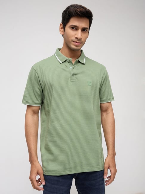 Spykar Mineral Green Regular Fit Polo T-Shirt-picture-35