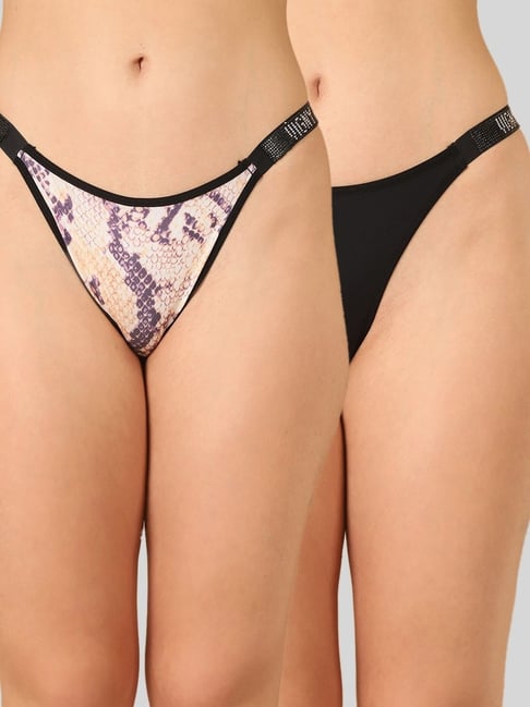 PrettyCat Womens Multi Low Rise Animal G String Bikini Panty Pack Of 2-picture-14