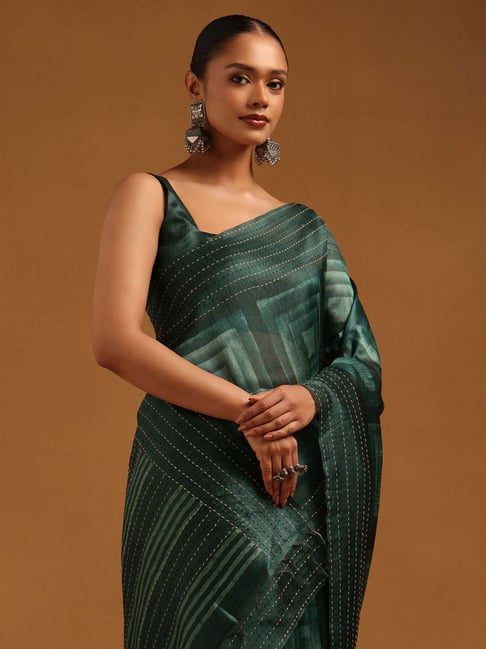 Soch Green Printed Saree With Unstitched Blouse-picture-42