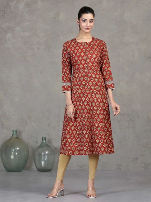 Cotton Culture Rust Cotton Regular Fit Printed Kurta-picture-32