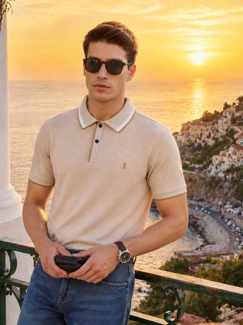 Thomas Scott Mens Beige Regular Fit Solid Polo T-Shirt-picture-21