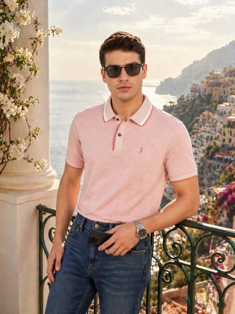 Thomas Scott Mens Pink Regular Fit Solid Polo T-Shirt-picture-35
