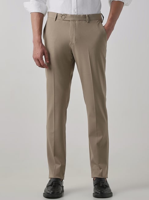 Reid & Taylor Beige Regular Fit Trousers-picture-43