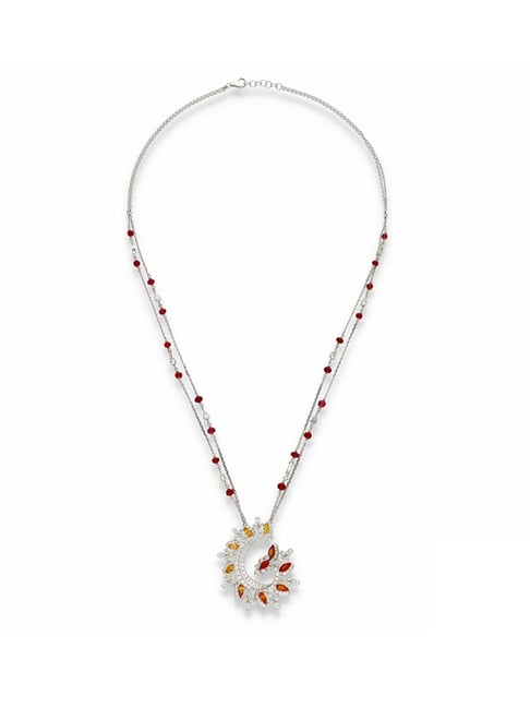 Multi-Color Gemstone Sunburst Pendant Necklace for women-image-22