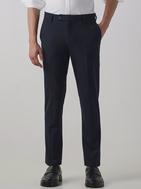 Reid & Taylor Navy Regular Fit Trousers-picture-29