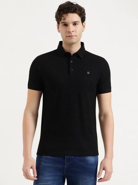 United Colors of Benetton Regular Fit Polo Neck Self Design T-Shirt-picture-43