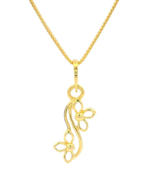 Waman Hari Pethe Jewellers Elegant Bloom 14KT Gold Pendant-image-25