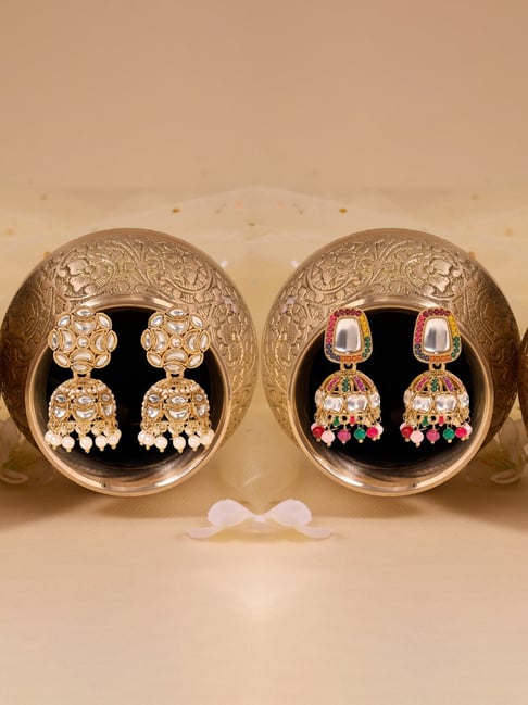 Zaveri Pearls Multicolor Stones Beads Antique Plating Jhumki Earrings for Women-picture-14