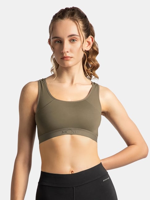 Jockey AP20 Women's Wirefree Padded Tactel Nylon Elastane Stretch Racerback Styling Sports Bra