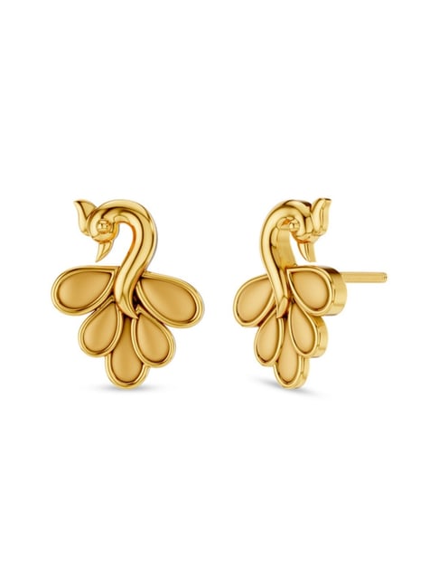 Kisna Diamond & Gold Jewellery 9k (375) Yellow Gold Peacock Majesty Earrings for Women
