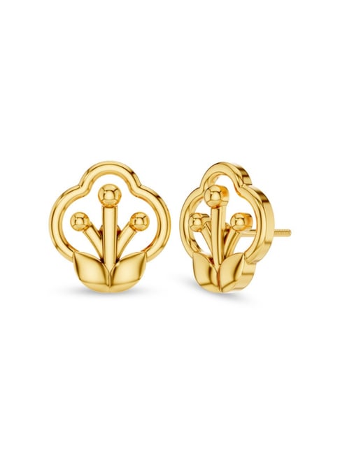 Kisna Diamond & Gold Jewellery 9k (375) Yellow Gold Aura Flower Earrings for Women