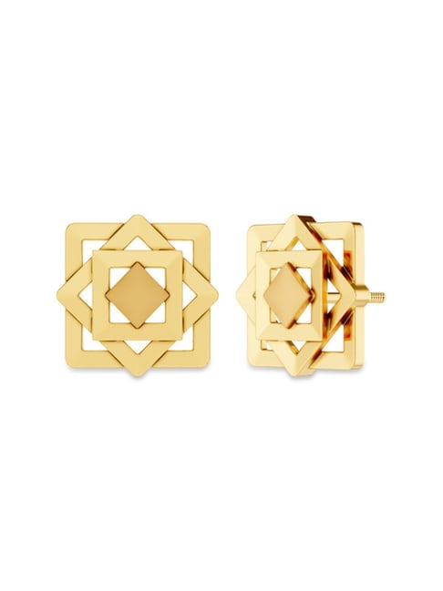 Kisna Diamond & Gold Jewellery 9k (375) Yellow Gold Square Fusion Earrings for Women