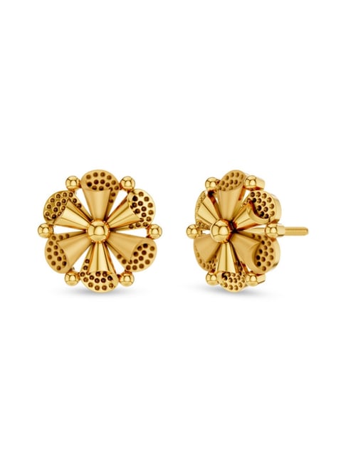 Kisna Diamond & Gold Jewellery 9k (375) Yellow Gold Enchanting Floral Earrings for Women